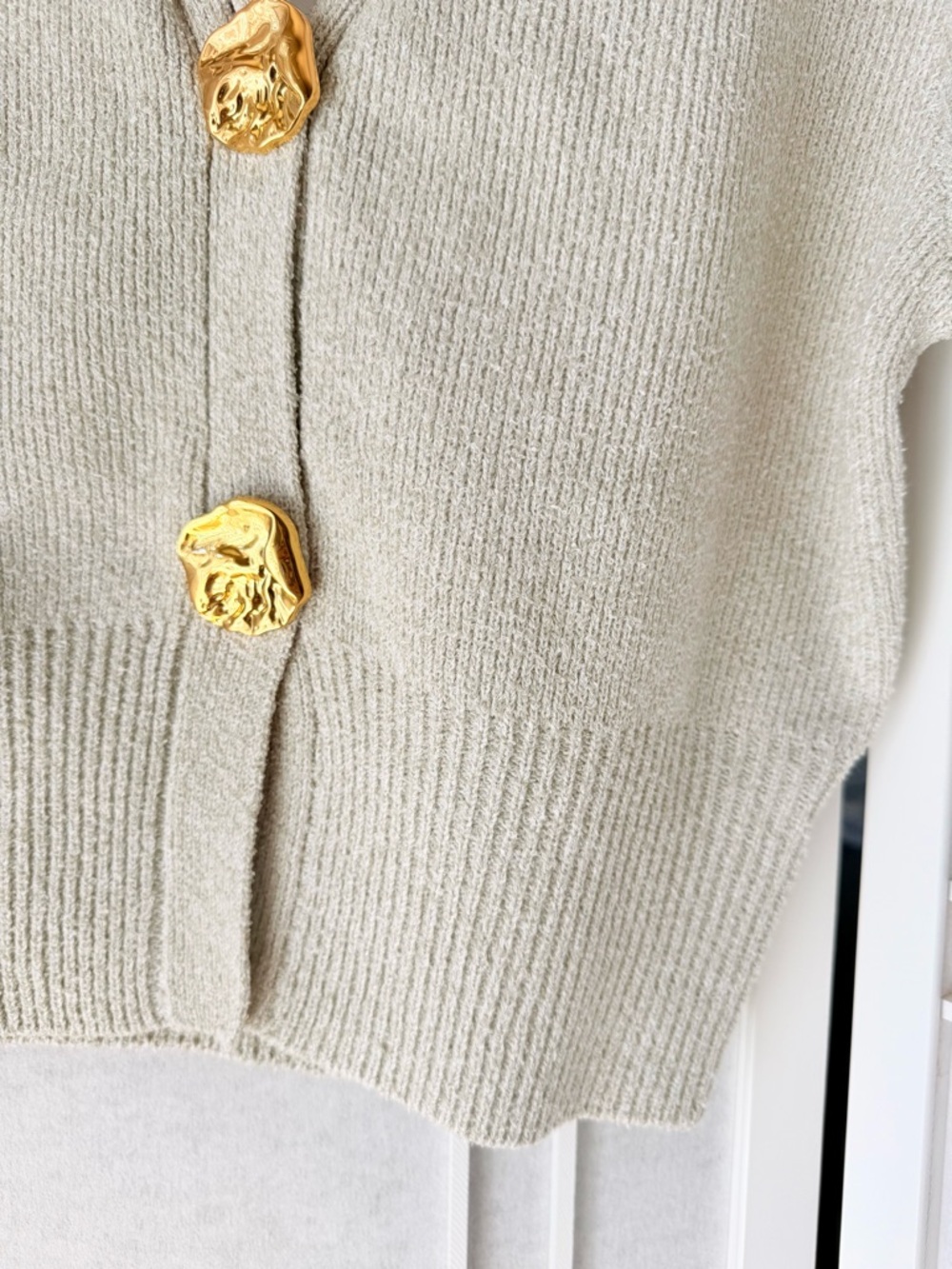 Urban Revival Cream Short-Sleeve Knit Cardigan with Gold Buttons - Picture 3 of 5